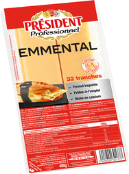 Tranches d'emmental 5x15cm 28%Mg (15g x32)