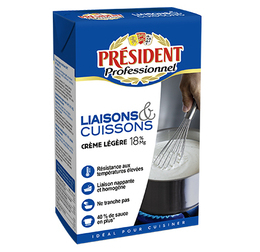 Crème légère liaisons et cuissons 18%Mg UHT 1L - PRÉSIDENT